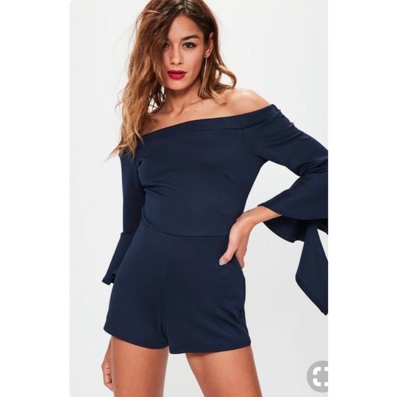Nwt Missguided Navy Blue Off Shoulder 